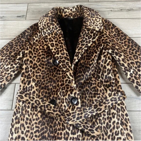 🐆1960’s Vintage Fairmoor Somali Faux Fur Leopard Coat with belt Safari Coat - Picture 10 of 16